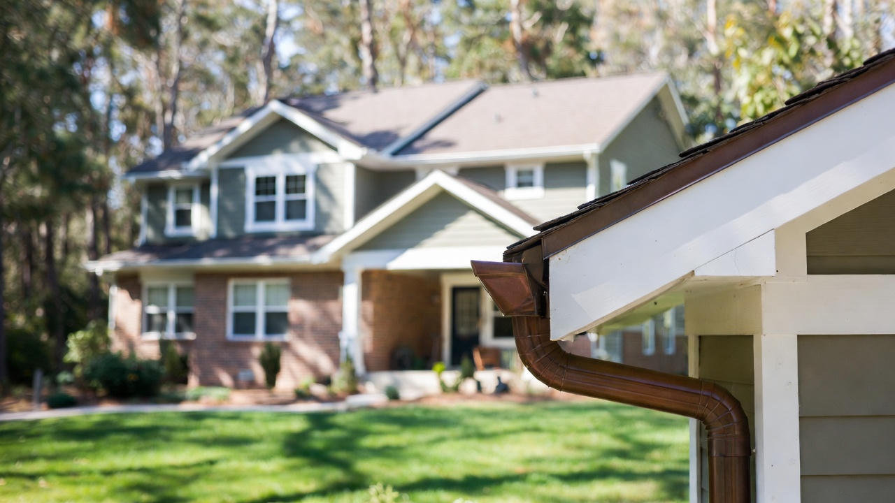 Newly installed seamless gutter system